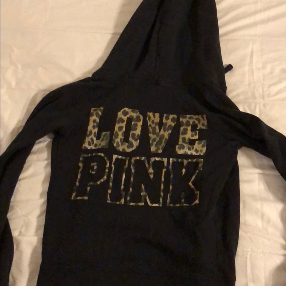 Victoria’s Secret zip up. Black and cheetah